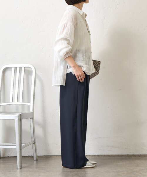 Jena espace merveilleux（ジェナ　エスパスメルヴェイユ）の「袖ギャザーガーゼシャツ（シャツ/ブラウス・レディース・パープル/チャコールグレー/オフホワイト・FREE）」の7枚目の写真