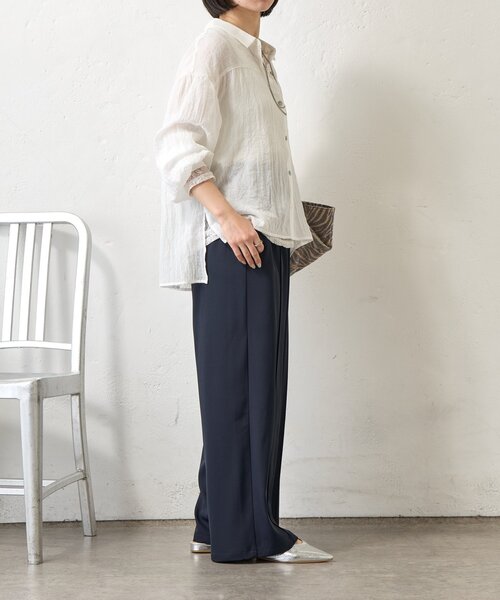 Jena espace merveilleux（ジェナ　エスパスメルヴェイユ）の「袖ギャザーガーゼシャツ（シャツ/ブラウス・レディース・パープル/チャコールグレー/オフホワイト・FREE）」の11枚目の写真