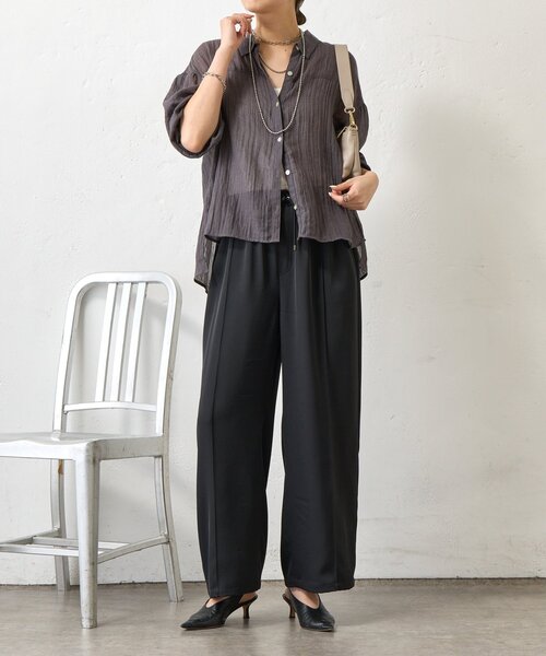 Jena espace merveilleux（ジェナ　エスパスメルヴェイユ）の「袖ギャザーガーゼシャツ（シャツ/ブラウス・レディース・パープル/チャコールグレー/オフホワイト・FREE）」の13枚目の写真