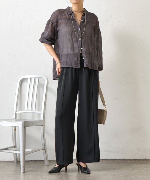 Jena espace merveilleux（ジェナ　エスパスメルヴェイユ）の「袖ギャザーガーゼシャツ（シャツ/ブラウス・レディース・パープル/チャコールグレー/オフホワイト・FREE）」の18枚目の写真