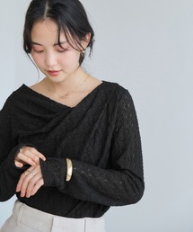 【WEB限定】レース長袖ドレープカットソー