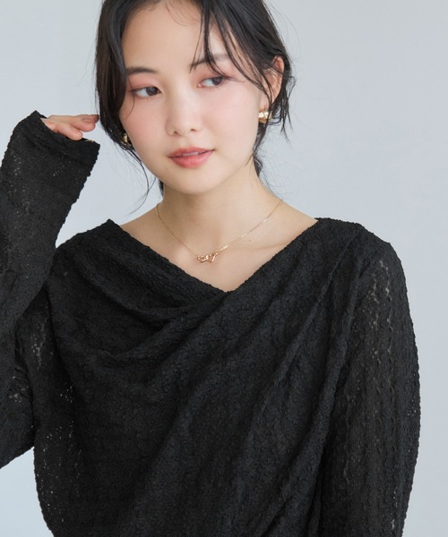 VIS(ビス)の「【WEB限定】レース長袖ドレープカットソー(Tシャツ/カットソー・レディース・サックスブルー/ブラック系その他/ホワイト系その他5・FREE)」の17枚目の写真