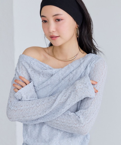 VIS(ビス)の「【WEB限定】レース長袖ドレープカットソー(Tシャツ/カットソー・レディース・サックスブルー/ブラック系その他/ホワイト系その他5・FREE)」の18枚目の写真