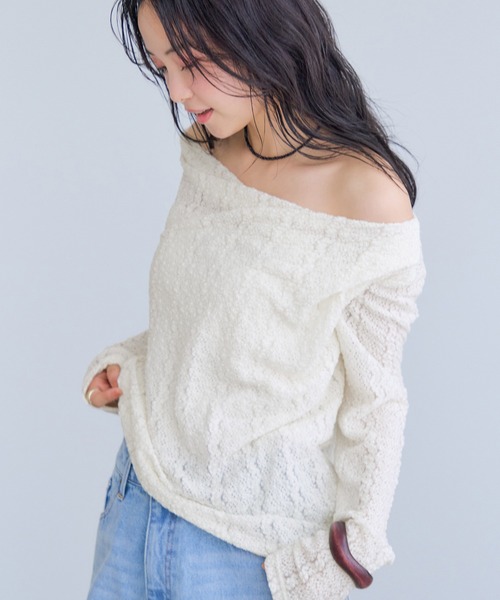 VIS(ビス)の「【WEB限定】レース長袖ドレープカットソー(Tシャツ/カットソー・レディース・サックスブルー/ブラック系その他/ホワイト系その他5・FREE)」の22枚目の写真