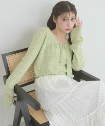 Ambre Neige | openwork knitting ensemble knit / スカシガラアミアンサンブルニット(カーディガン/ボレロ)