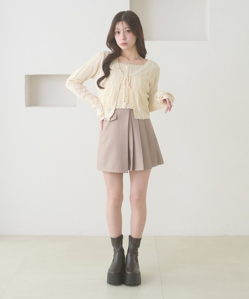 Ambre Neige(アンブルネージュ)の「openwork knitting ensemble knit / スカシガラアミアンサンブルニット(カーディガン/ボレロ・レディース・ライトグリーン/ライトピンク/クリーム・FREE)」の9枚目の写真