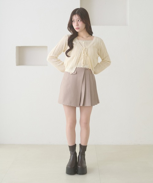Ambre Neige(アンブルネージュ)の「openwork knitting ensemble knit / スカシガラアミアンサンブルニット(カーディガン/ボレロ・レディース・ライトグリーン/ライトピンク/クリーム・FREE)」の10枚目の写真