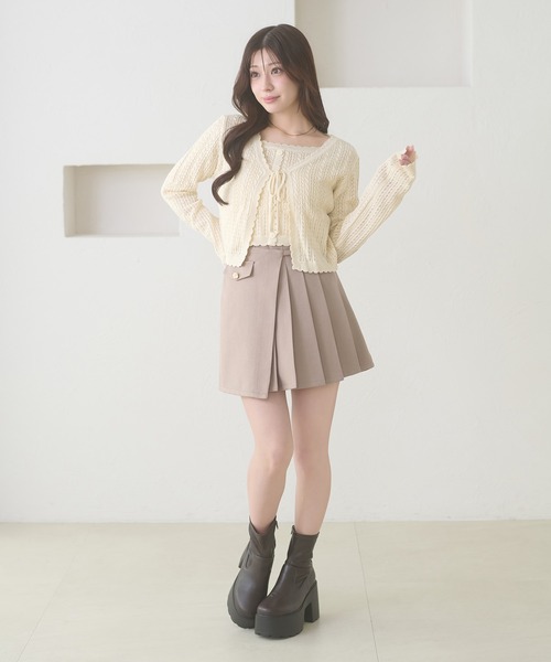 Ambre Neige(アンブルネージュ)の「openwork knitting ensemble knit / スカシガラアミアンサンブルニット(カーディガン/ボレロ・レディース・ライトグリーン/ライトピンク/クリーム・FREE)」の11枚目の写真