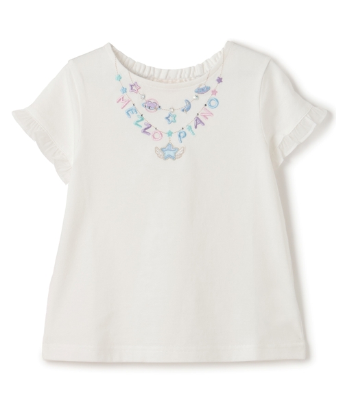 mezzo piano(メゾピアノ)の「ネックレス刺しゅう 袖フリル 半袖Tシャツ(Tシャツ/カットソー・キッズ・オフホワイト/ライラック・110cm/120cm/140cm/130cm)」の11枚目の写真