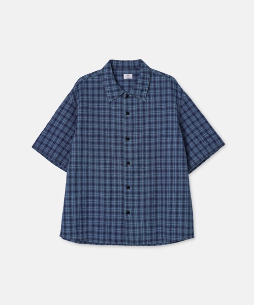 SEAGREEN(シーグリーン)の「SEAGREEN(シーグリーン) INDIGO CHECK SHIRT(シャツ/ブラウス・メンズ・ネイビー/ライトブルー・3/2)」の2枚目の写真
