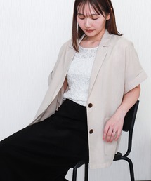 libelle more | やわさらリネン半袖ジャケット〈洗濯機可能・吸水速乾・UVカット・抗菌防臭〉(テーラードジャケット)