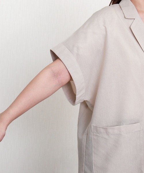 libelle more（リベル モア）の「やわさらリネン半袖ジャケット〈洗濯機可能・吸水速乾・UVカット・抗菌防臭〉（テーラードジャケット・レディース・モカ/ベージュ/ブラック・M/L）」の17枚目の写真