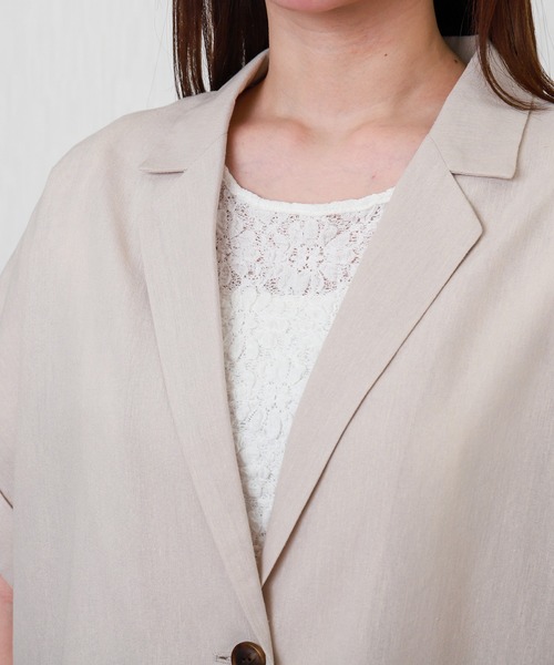 libelle more（リベル モア）の「やわさらリネン半袖ジャケット〈洗濯機可能・吸水速乾・UVカット・抗菌防臭〉（テーラードジャケット・レディース・モカ/ベージュ/ブラック・M/L）」の18枚目の写真