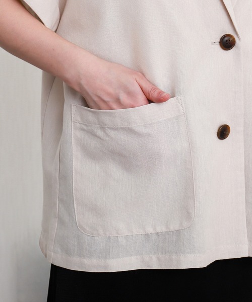libelle more（リベル モア）の「やわさらリネン半袖ジャケット〈洗濯機可能・吸水速乾・UVカット・抗菌防臭〉（テーラードジャケット・レディース・モカ/ベージュ/ブラック・M/L）」の19枚目の写真