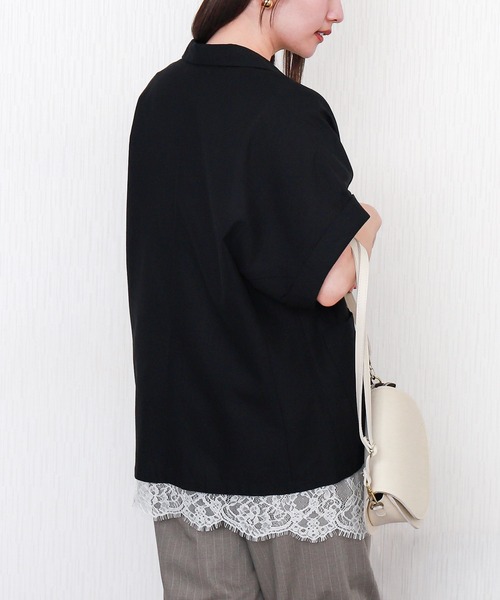 libelle more（リベル モア）の「やわさらリネン半袖ジャケット〈洗濯機可能・吸水速乾・UVカット・抗菌防臭〉（テーラードジャケット・レディース・モカ/ベージュ/ブラック・M/L）」の5枚目の写真