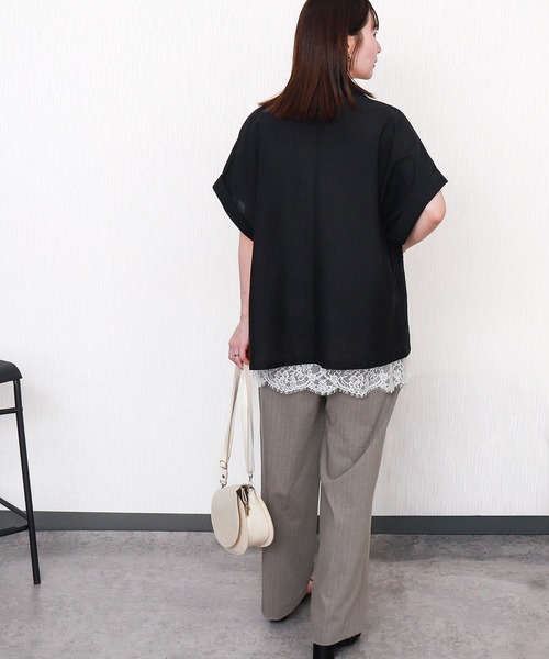 libelle more（リベル モア）の「やわさらリネン半袖ジャケット〈洗濯機可能・吸水速乾・UVカット・抗菌防臭〉（テーラードジャケット・レディース・モカ/ベージュ/ブラック・M/L）」の8枚目の写真