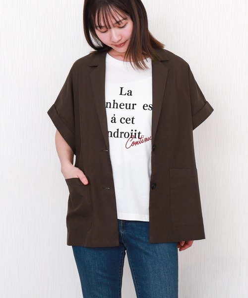 libelle more（リベル モア）の「やわさらリネン半袖ジャケット〈洗濯機可能・吸水速乾・UVカット・抗菌防臭〉（テーラードジャケット・レディース・モカ/ベージュ/ブラック・M/L）」の21枚目の写真