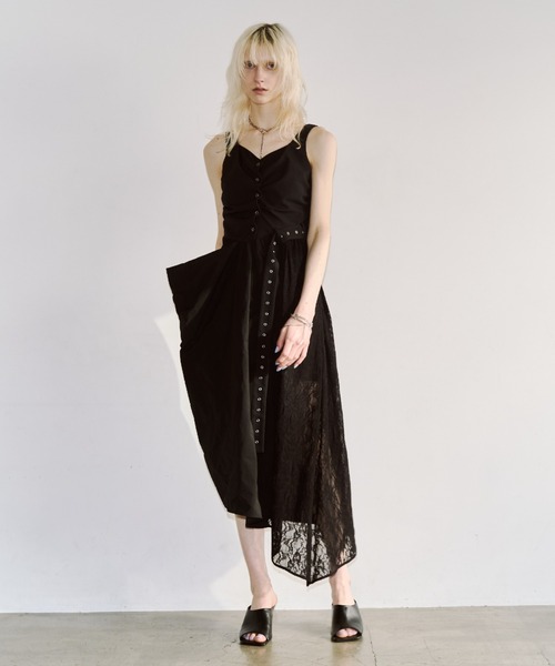 JOSE MOON(ジョゼムーン)の「FLOAT TUCK DRESS/フロートタックドレス(ワンピース・レディース・ブラック・38/36)」の2枚目の写真