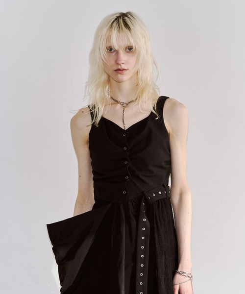 JOSE MOON(ジョゼムーン)の「FLOAT TUCK DRESS/フロートタックドレス(ワンピース・レディース・ブラック・38/36)」の7枚目の写真