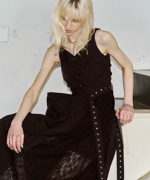 JOSE MOON(ジョゼムーン)の「FLOAT TUCK DRESS/フロートタックドレス(ワンピース・レディース・ブラック・38/36)」の19枚目の写真