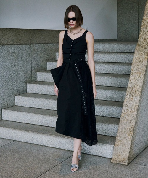 JOSE MOON(ジョゼムーン)の「FLOAT TUCK DRESS/フロートタックドレス(ワンピース・レディース・ブラック・38/36)」の8枚目の写真