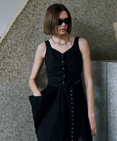 JOSE MOON(ジョゼムーン)の「FLOAT TUCK DRESS/フロートタックドレス(ワンピース・レディース・ブラック・38/36)」の9枚目の写真