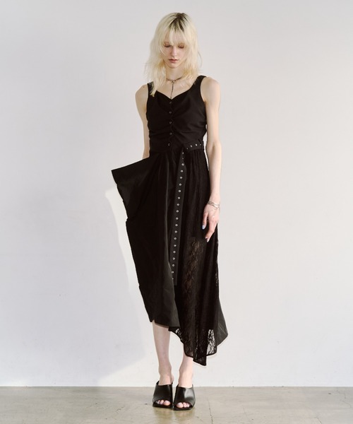 JOSE MOON(ジョゼムーン)の「FLOAT TUCK DRESS/フロートタックドレス(ワンピース・レディース・ブラック・38/36)」の3枚目の写真