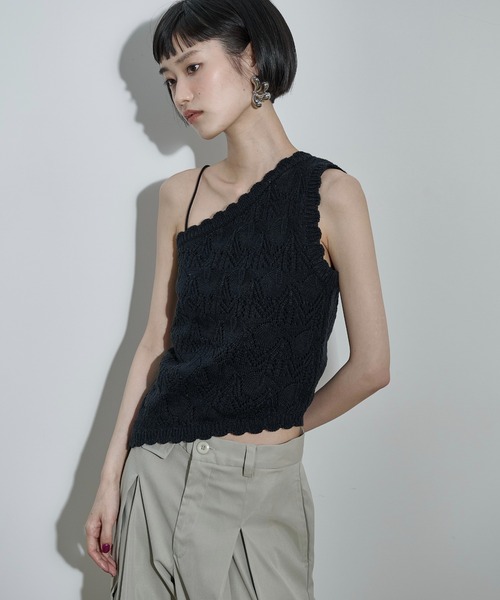 THE YOn（ザヨン）の「アシメヘムワンショルジャガードトップ（ニット/セーター・レディース・アイボリー/モカ/ブラック・FREE）」の4枚目の写真