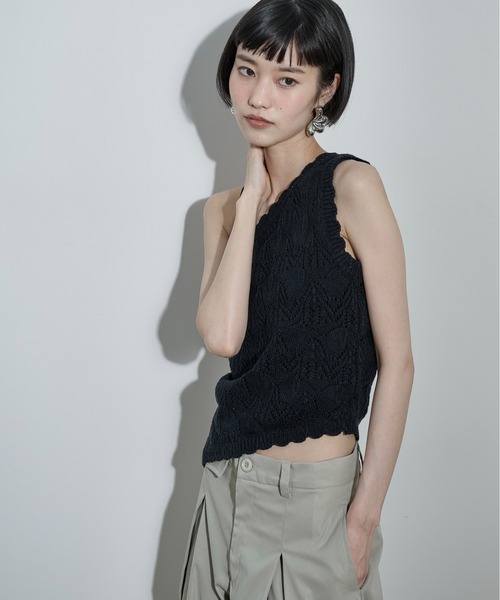 THE YOn（ザヨン）の「アシメヘムワンショルジャガードトップ（ニット/セーター・レディース・アイボリー/モカ/ブラック・FREE）」の6枚目の写真