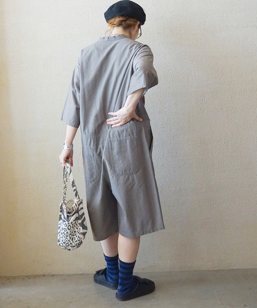 JOURNAL STANDARD LUXE(ジャーナルスタンダード ラックス)の「C/Cuタイプスタンドカラーハーフオールインワン(つなぎ/オールインワン・レディース・ブラウン系その他/ネイビー・FREE)」の5枚目の写真