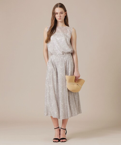 MACKINTOSH LONDON(マッキントッシュ ロンドン)の「リーフプリントタックギャザースカート(スカート・レディース・ベージュ/ブルー・38/36)」の7枚目の写真