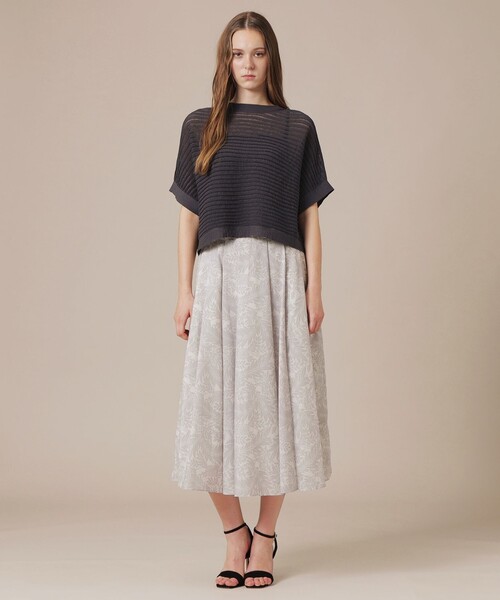 MACKINTOSH LONDON(マッキントッシュ ロンドン)の「リーフプリントタックギャザースカート(スカート・レディース・ベージュ/ブルー・38/36)」の8枚目の写真