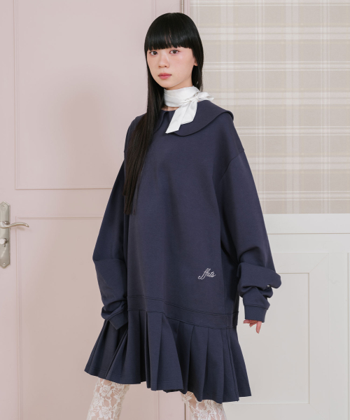 NICE GHOST CLUB（ナイスゴーストクラブ）の「FFATS PLEATED MIDI DRESS L/S TEE_NAVY(NG2GSUPA94A)（ワンピース・レディース・ネイビー・F）」の3枚目の写真