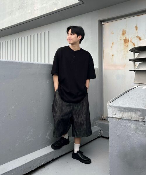 PACIENCIA(パシエンシア)の「オーバーサイズワッフルヘンリーネック半袖BLACK(Tシャツ/カットソー・メンズ・その他・XX-LARGE/X-LARGE/LARGE)」の7枚目の写真
