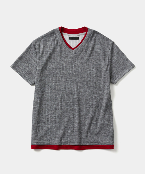 DNSR(ディーエヌエスアール)の「レイヤードVネックハーフTシャツグレー/レッド(Tシャツ/カットソー・メンズ・その他・MEDIUM/LARGE/X-LARGE/XX-LARGE)」の15枚目の写真