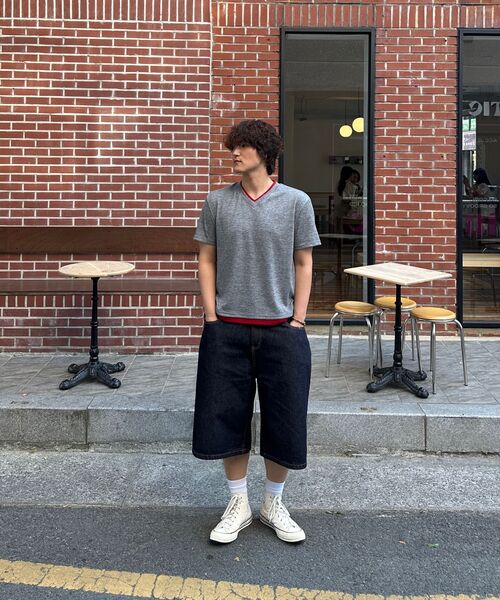 DNSR(ディーエヌエスアール)の「レイヤードVネックハーフTシャツグレー/レッド(Tシャツ/カットソー・メンズ・その他・MEDIUM/LARGE/X-LARGE/XX-LARGE)」の7枚目の写真