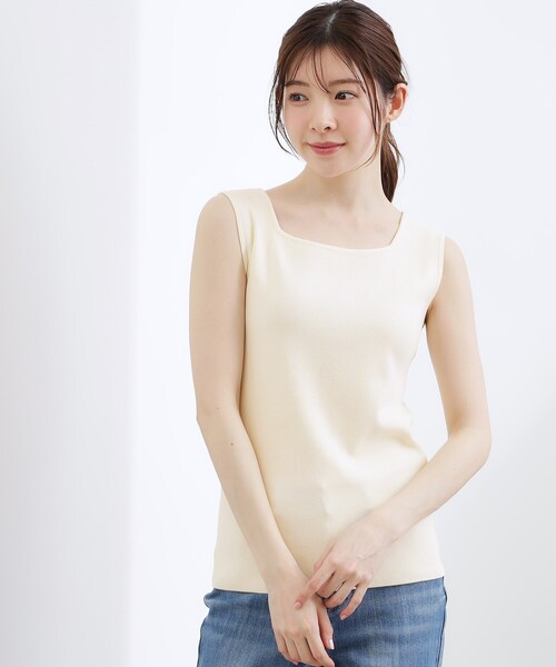 grove（グローブ）の「2WAYスクエアニットタンク（タンクトップ・レディース・ブラック/オフホワイト/グレー/オレンジ・04/03/02/01/05）」の7枚目の写真