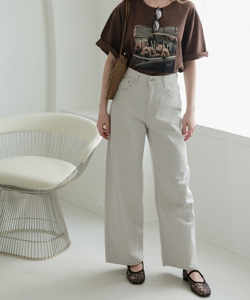 DONOBAN（ドノバン）の「ハイウエストカラーデニム（デニムパンツ・レディース・ライトグレー/ライトピンク・M/S）」の15枚目の写真
