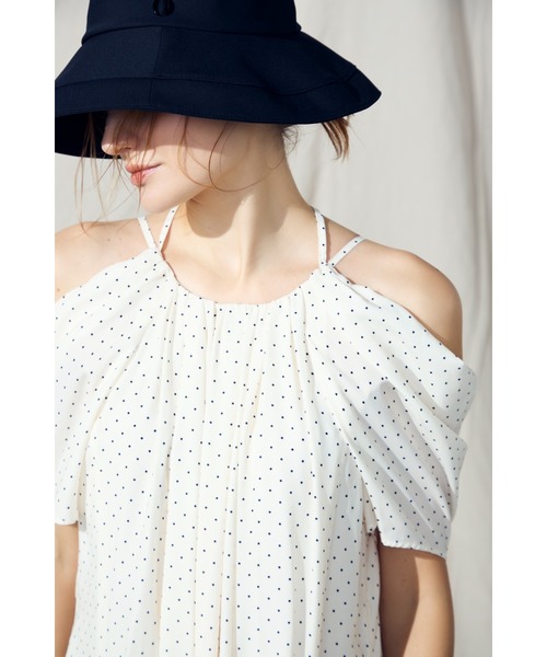 Estella.K(エステラケー)の「【Audire×Estella.K】After hours halter-neck dress/コールドショルダードレス(Audireコラボ)(ワンピース・レディース・グレー系その他/ブラック/ドット・FREE)」の10枚目の写真