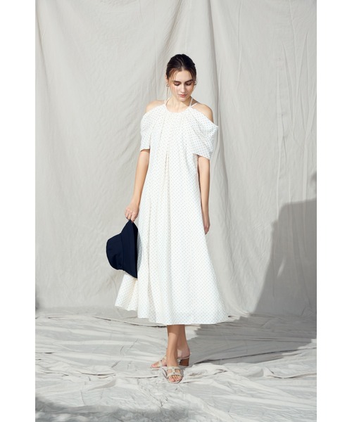 Estella.K(エステラケー)の「【Audire×Estella.K】After hours halter-neck dress/コールドショルダードレス(Audireコラボ)(ワンピース・レディース・グレー系その他/ブラック/ドット・FREE)」の8枚目の写真