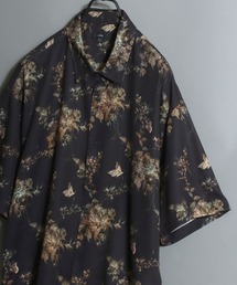 All-over patterned georgette fluid half-sleeve shirt/ジョーゼット とろみ 総柄半袖シャツ 柄シャツ メンズ ペイズリー/フラワー/幾何学/レトロ/モノトーン/レオパード