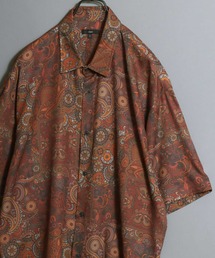 All-over patterned georgette fluid half-sleeve shirt/ジョーゼット とろみ 総柄半袖シャツ 柄シャツ メンズ ペイズリー/フラワー/幾何学/レトロ/モノトーン/レオパード