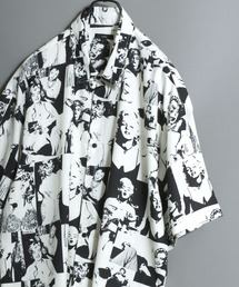 All-over patterned georgette fluid half-sleeve shirt/ジョーゼット とろみ 総柄半袖シャツ 柄シャツ メンズ ペイズリー/フラワー/幾何学/レトロ/モノトーン/レオパード