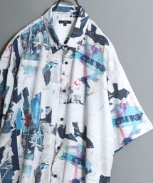 All-over patterned georgette fluid half-sleeve shirt/ジョーゼット とろみ 総柄半袖シャツ 柄シャツ メンズ ペイズリー/フラワー/幾何学/レトロ/モノトーン/レオパード