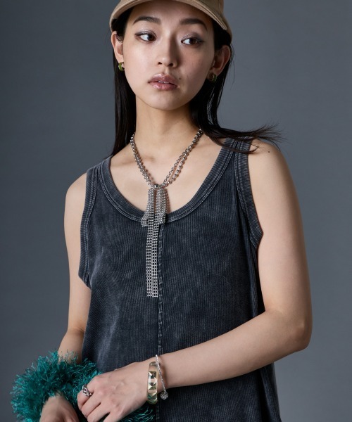 GEVS.（ジェイヴィス）の「ヴィンテージ加工スパンテレコタンクトップロングワンピース＜大きいサイズ有＞GEVS.（ワンピース・レディース・ターコイズブルー/スミクロ/ピンク・5L/4L/3L/LL/L/M）」の14枚目の写真