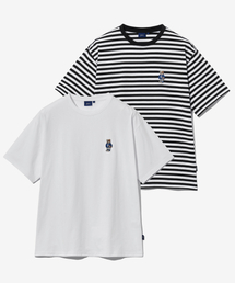 YALE（イェール）の「[2PACK] エンブロイダリーダンス半袖Tシャツ ホワイト/ストライプ（Tシャツ/カットソー）」