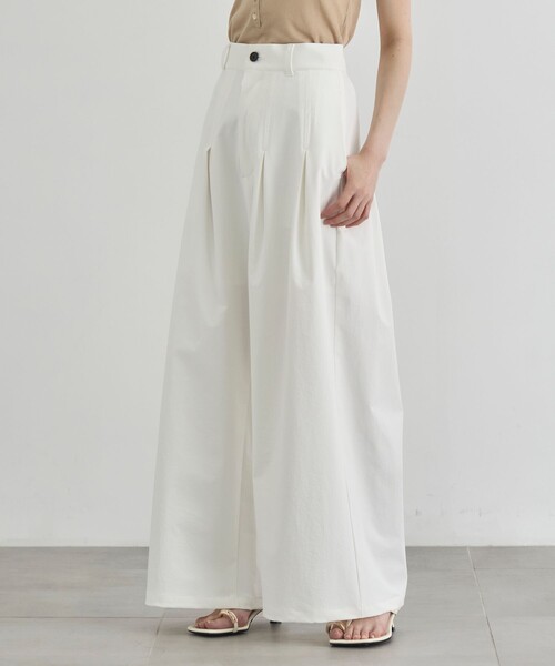 CITY TOKYO(シティトウキョウ)の「【CITY TOKYO/シティートウキョウ】Box Pleat Wide Pants/ボックスプリーツワイドパンツ(その他パンツ・レディース・ホワイト/ライトグリーン/ブラック・1/2)」の2枚目の写真