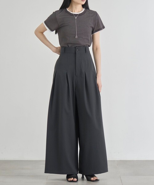 CITY TOKYO(シティトウキョウ)の「【CITY TOKYO/シティートウキョウ】Box Pleat Wide Pants/ボックスプリーツワイドパンツ(その他パンツ・レディース・ホワイト/ライトグリーン/ブラック・1/2)」の12枚目の写真