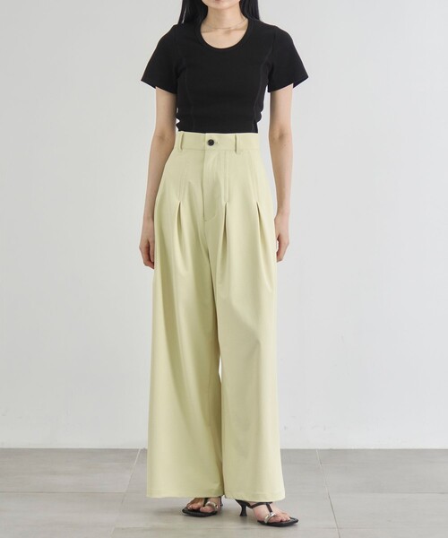 CITY TOKYO(シティトウキョウ)の「【CITY TOKYO/シティートウキョウ】Box Pleat Wide Pants/ボックスプリーツワイドパンツ(その他パンツ・レディース・ホワイト/ライトグリーン/ブラック・1/2)」の20枚目の写真
