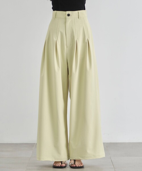 CITY TOKYO(シティトウキョウ)の「【CITY TOKYO/シティートウキョウ】Box Pleat Wide Pants/ボックスプリーツワイドパンツ(その他パンツ・レディース・ホワイト/ライトグリーン/ブラック・1/2)」の21枚目の写真